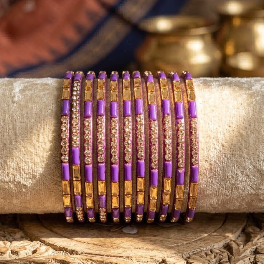 Purple Stone Studded Bangles