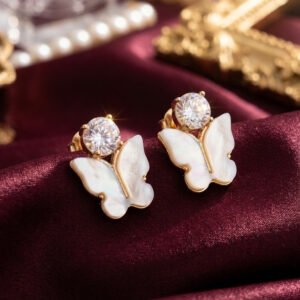 White Butterfly Stud