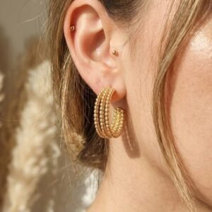 Golden 3 Layer Hoops