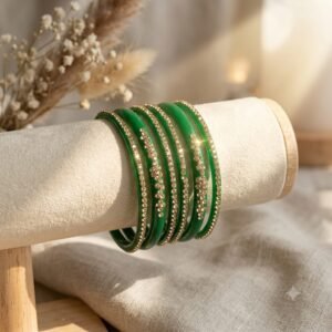 Green Stone Glass Bangles