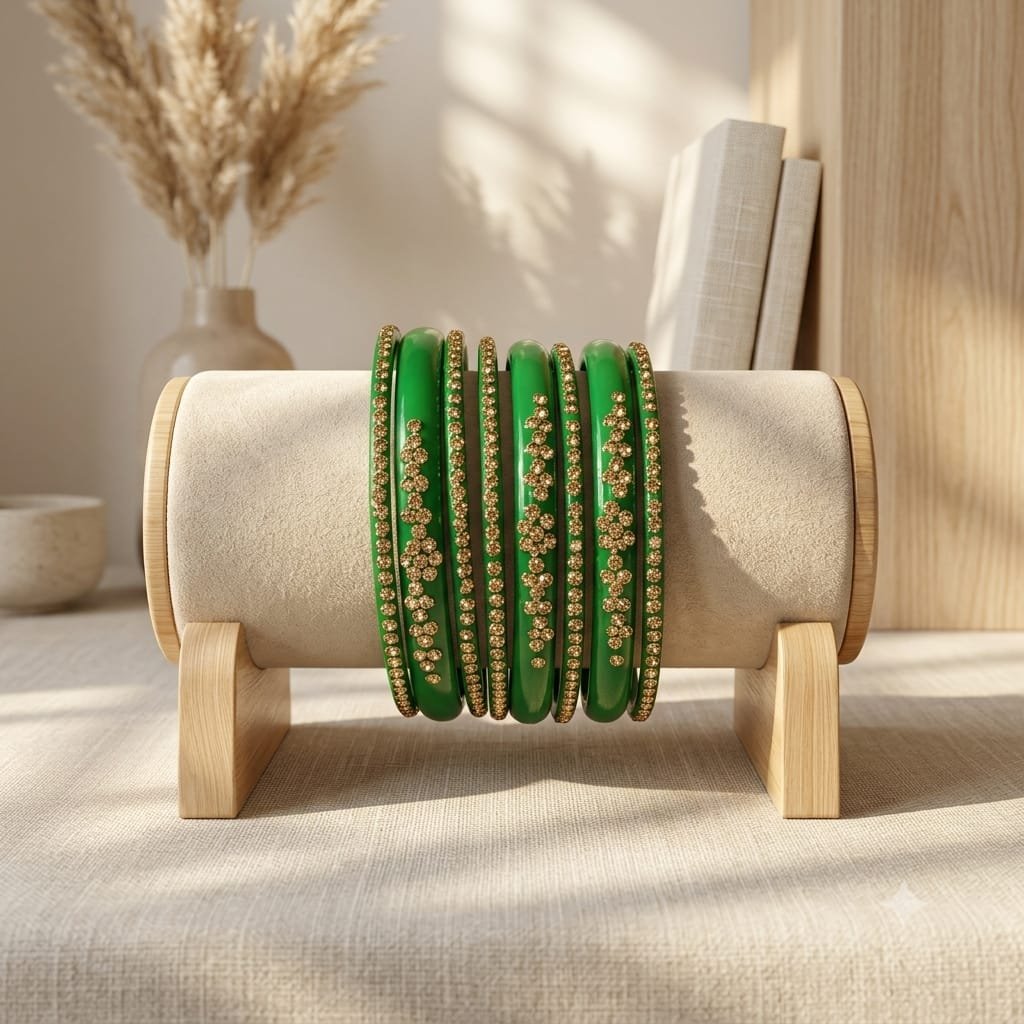 Emerald Green Glass Bangle Set