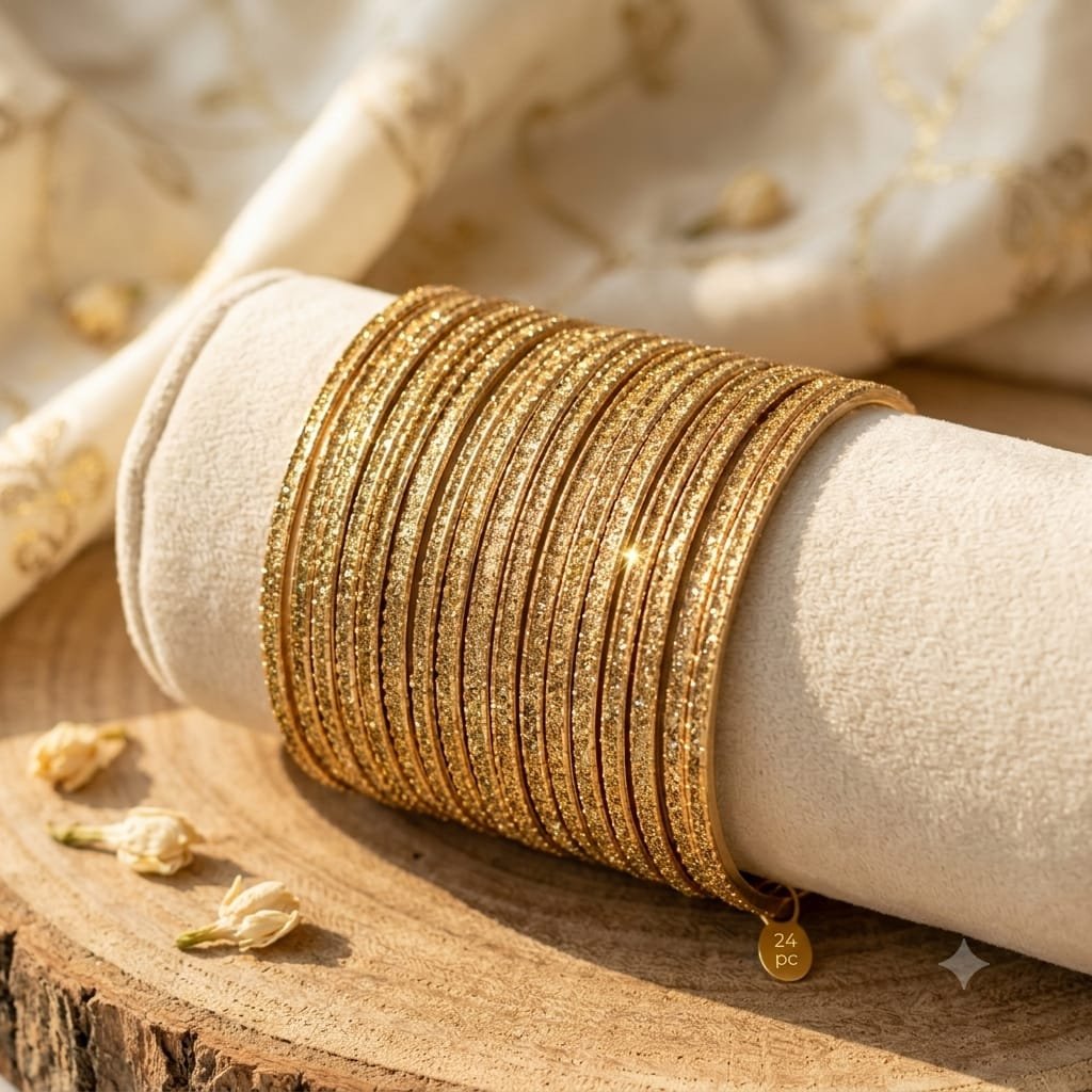 Golden Shimmer Glass Bangles