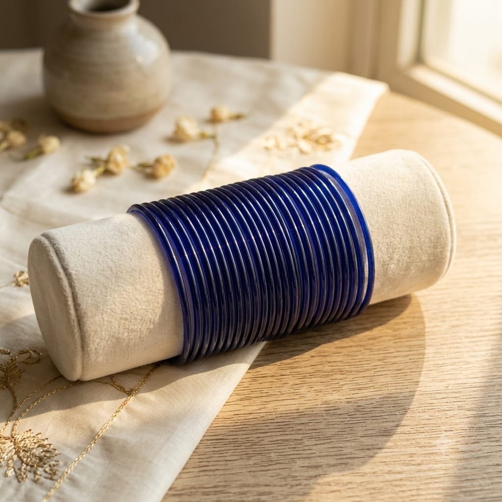 Royal Blue Plain Glass Bangles